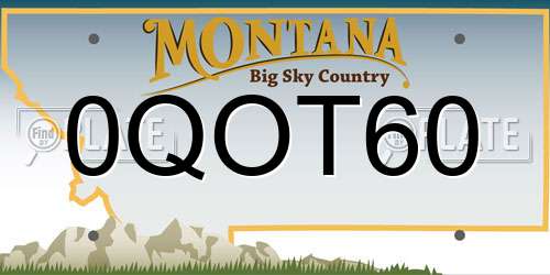 0QOT60 Montana License Plate