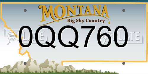 0QQ760 Montana License Plate