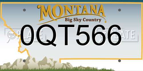 0QT566 Montana License Plate