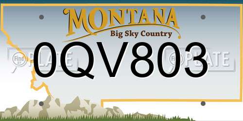 0QV803 Montana License Plate