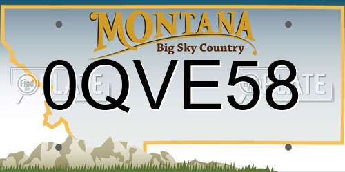 0QVE58 Montana License Plate