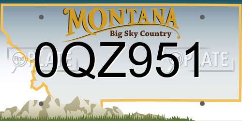 0QZ951 Montana License Plate