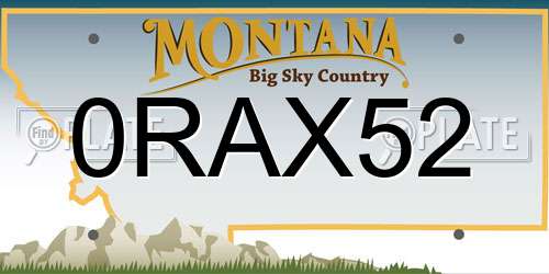 0RAX52 Montana License Plate