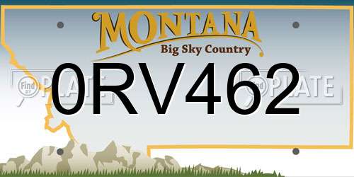 0RV462 Montana License Plate