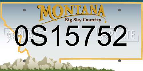 0S15752 Montana License Plate