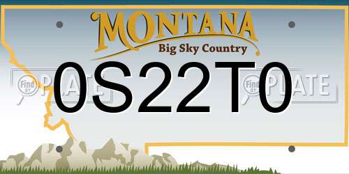 0S22T0 Montana License Plate
