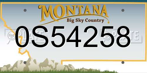 0S54258 Montana License Plate