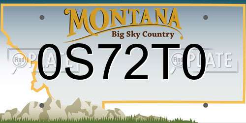 0S72T0 Montana License Plate