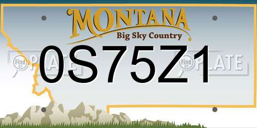0S75Z1 Montana License Plate
