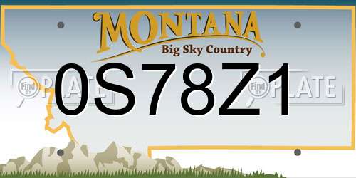 0S78Z1 Montana License Plate