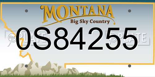 0S84255 Montana License Plate