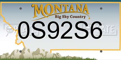 0S92S6 Montana License Plate