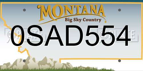 0SAD554 Montana License Plate