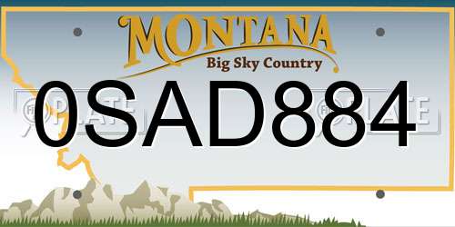 0SAD884 Montana License Plate