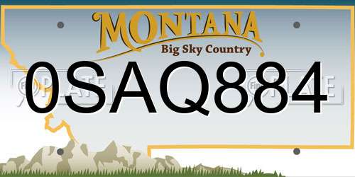0SAQ884 Montana License Plate