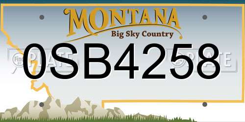 0SB4258 Montana License Plate