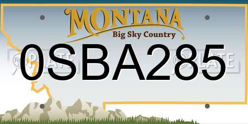 0SBA285 Montana License Plate
