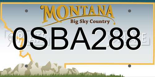 0SBA288 Montana License Plate