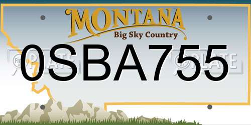 0SBA755 Montana License Plate