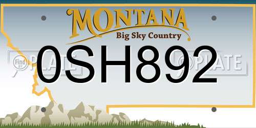 0SH892 Montana License Plate