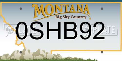0SHB92 Montana License Plate