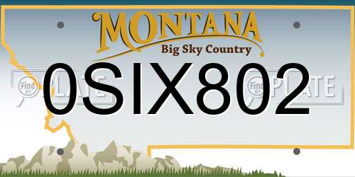 0SIX802 Montana License Plate