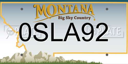 0SLA92 Montana License Plate
