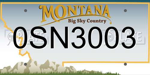 0SN3003 Montana License Plate