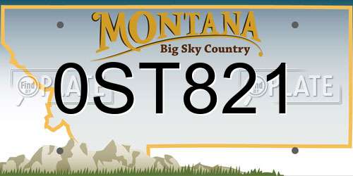 0ST821 Montana License Plate