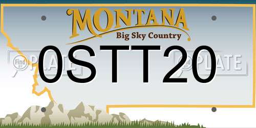 0STT20 Montana License Plate