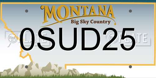 0SUD25 Montana License Plate