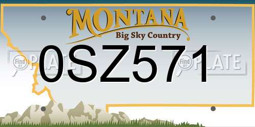 0SZ571 Montana License Plate