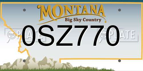 0SZ770 Montana License Plate