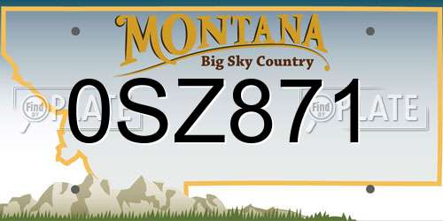 0SZ871 Montana License Plate