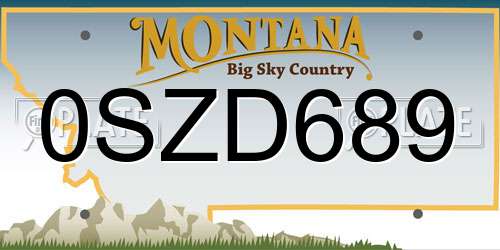 0SZD689 Montana License Plate