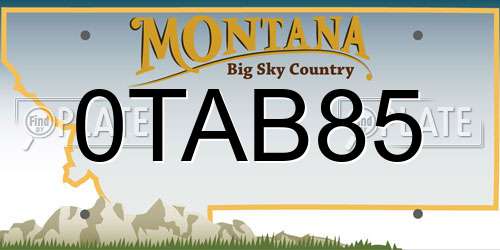 0TAB85 Montana License Plate