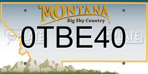 0TBE40 Montana License Plate