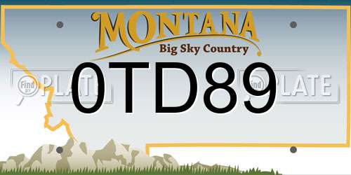 0TD89 Montana License Plate