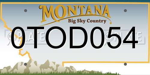 0TOD054 Montana License Plate