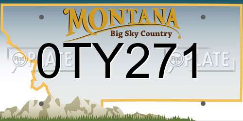 0TY271 Montana License Plate