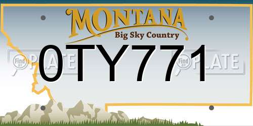 0TY771 Montana License Plate