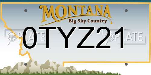 0TYZ21 Montana License Plate