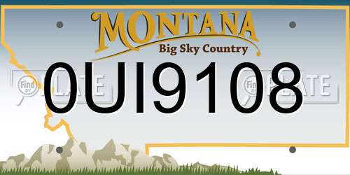 0UI9108 Montana License Plate