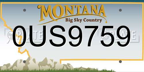 0US9759 Montana License Plate
