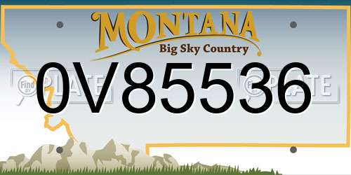 0V85536 Montana License Plate