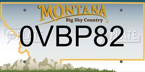 0VBP82 Montana License Plate