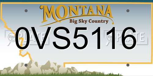 0VS5116 Montana License Plate