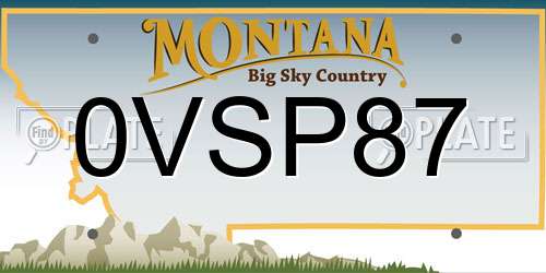 0VSP87 Montana License Plate