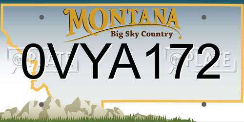 0VYA172 Montana License Plate