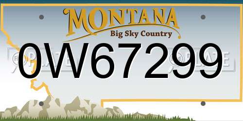 0W67299 Montana License Plate